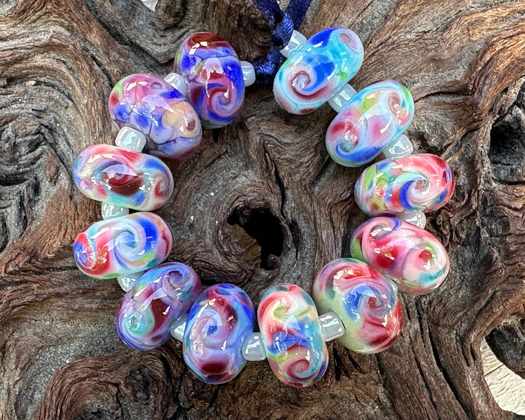 blue lampwork beads
