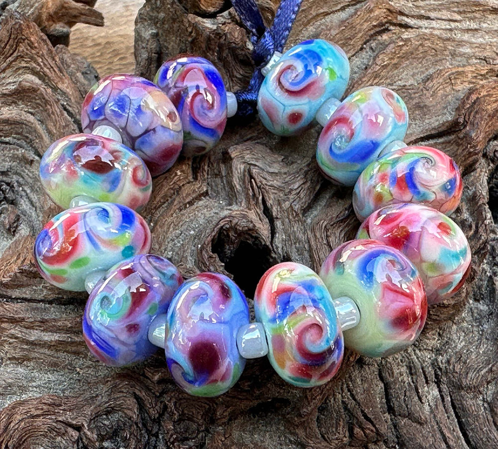 blue lampwork beads
