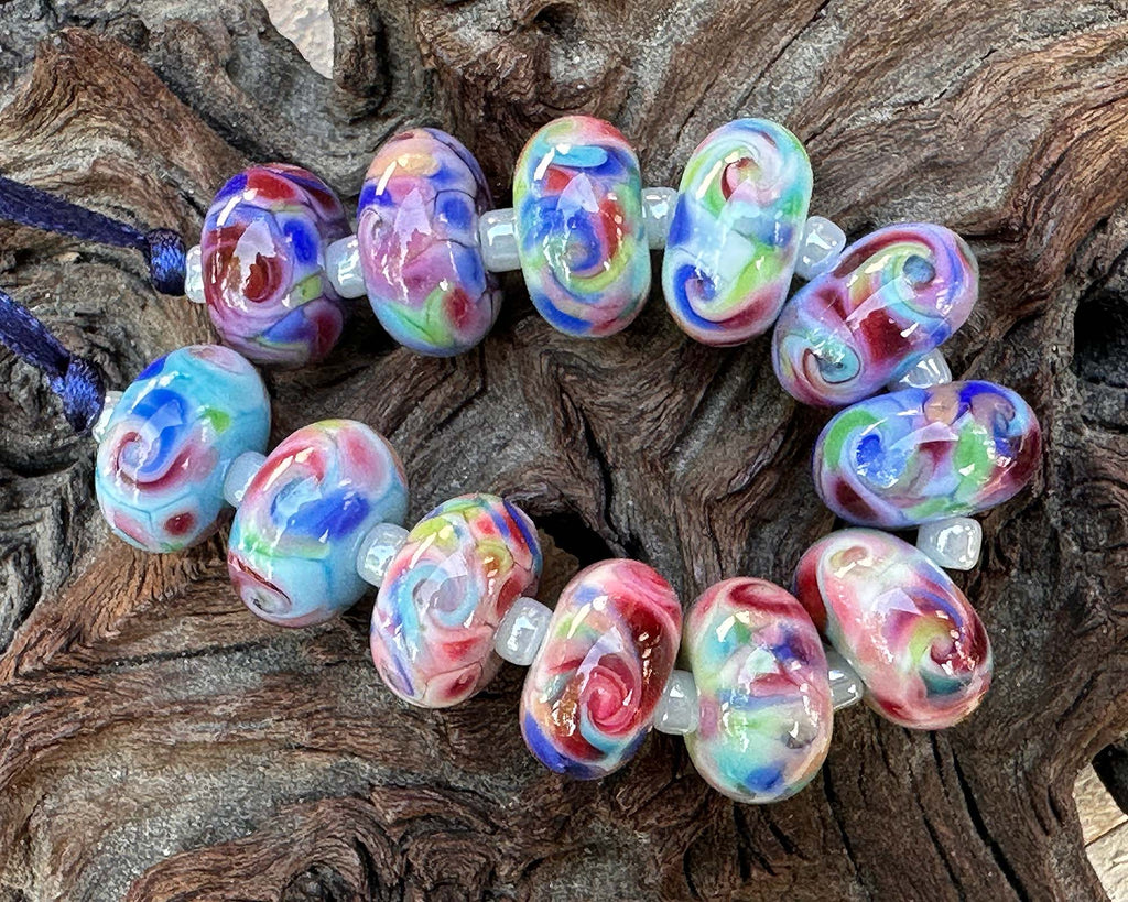 blue lampwork beads