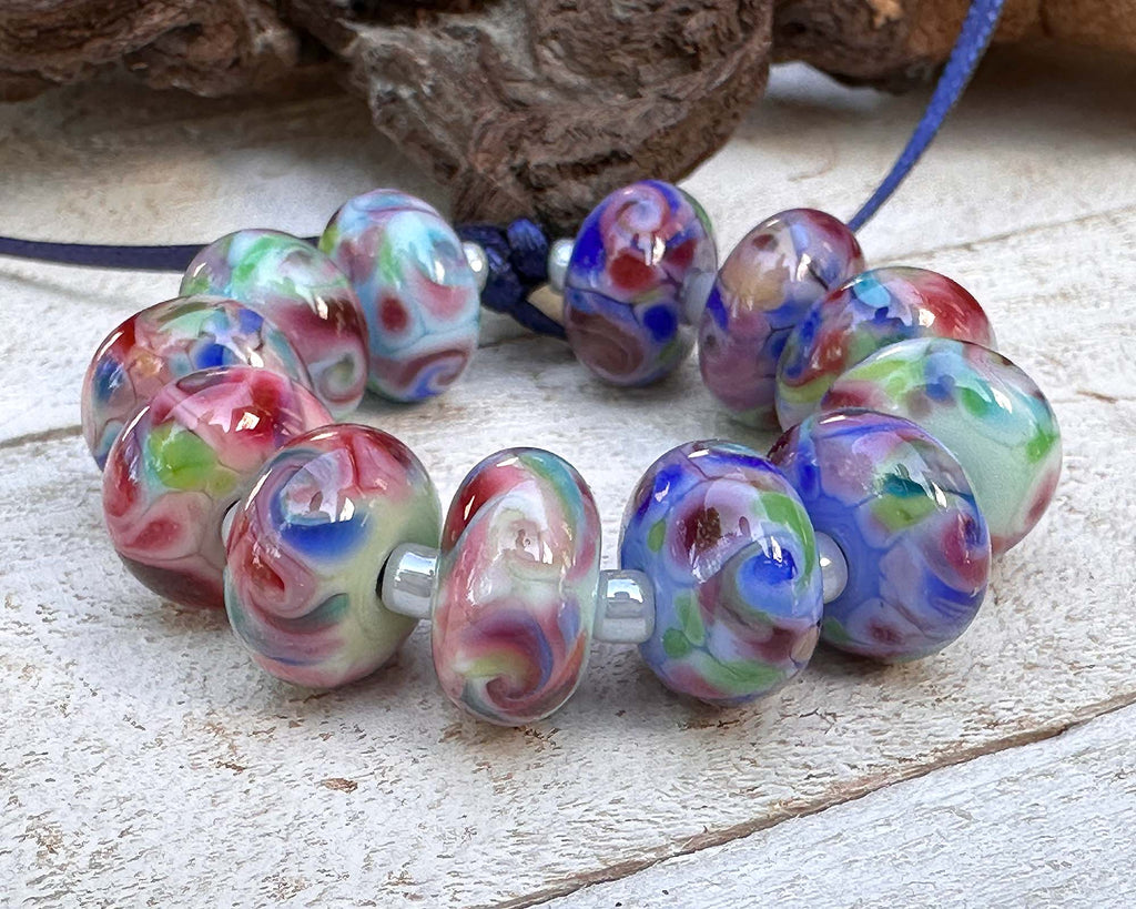 blue lampwork beads