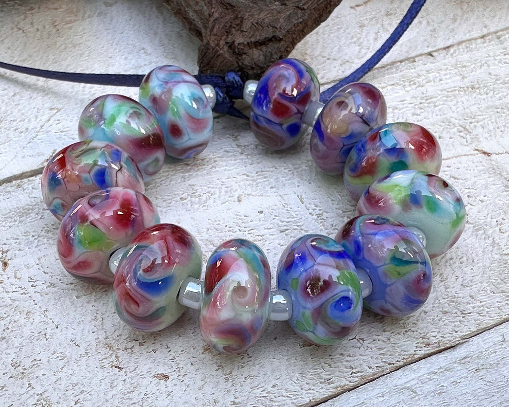 blue lampwork beads