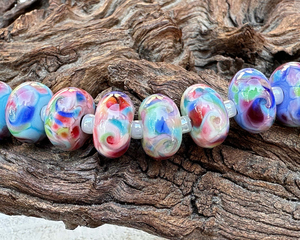 blue lampwork beads