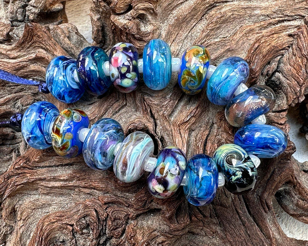 blue lampwork beads