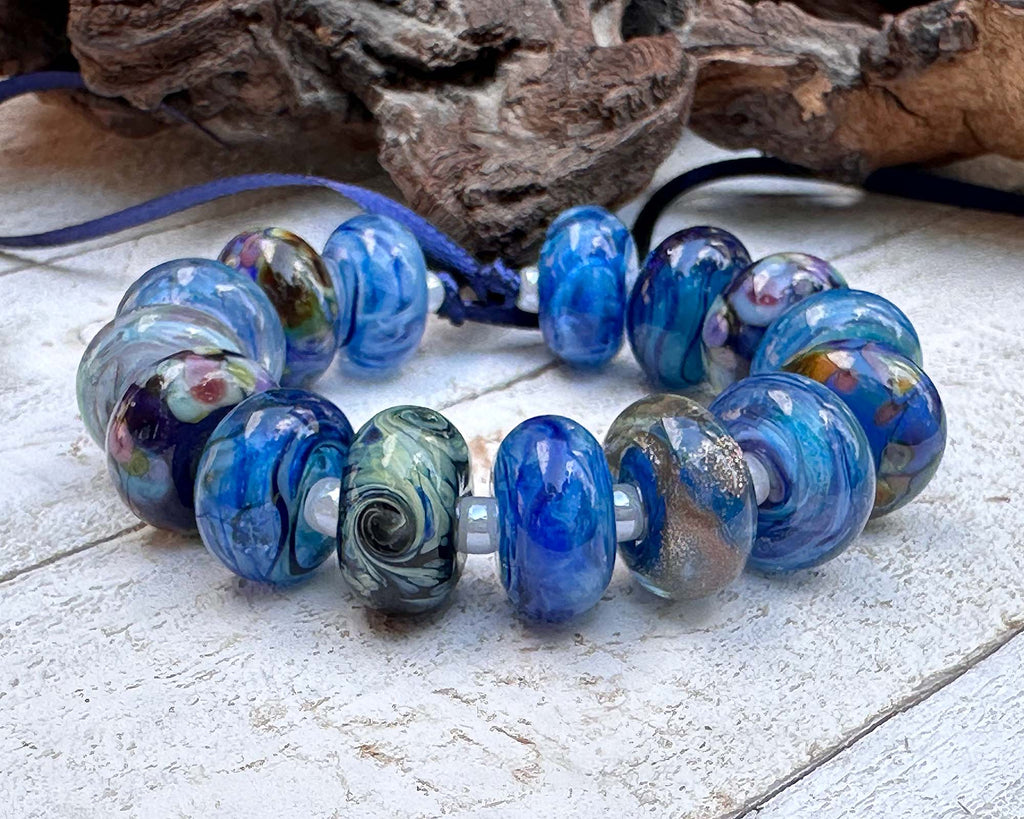 blue lampwork beads