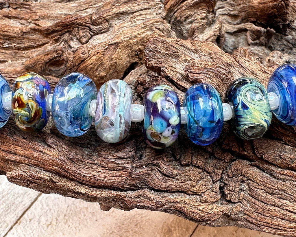 blue lampwork beads