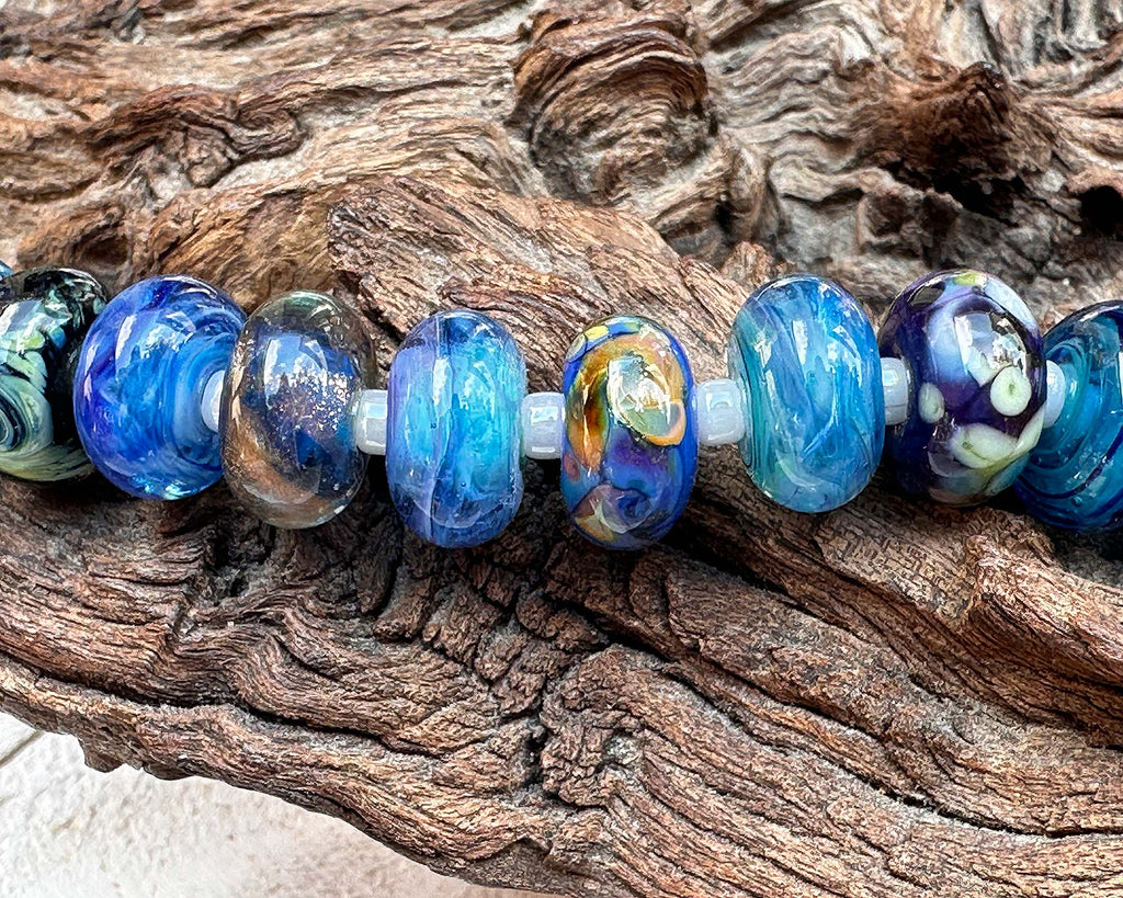 blue lampwork beads