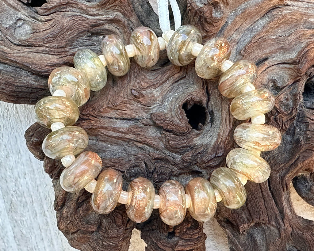 beige lampwork beads