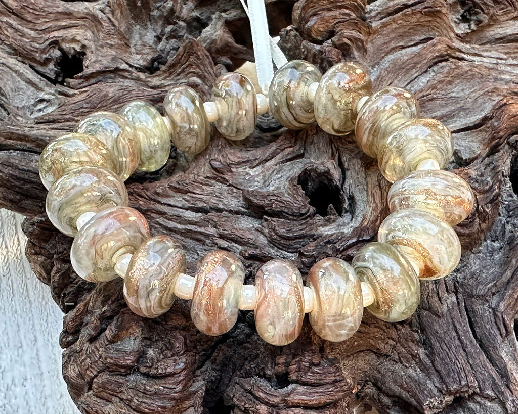 beige lampwork beads