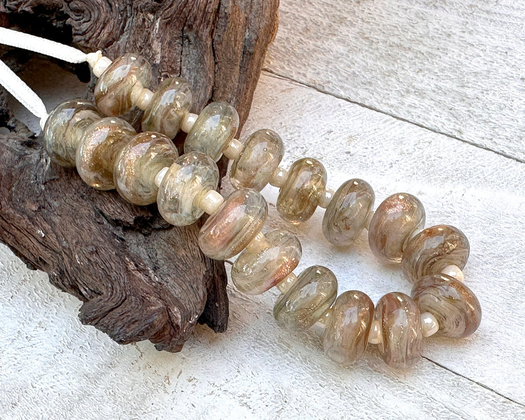 beige lampwork beads