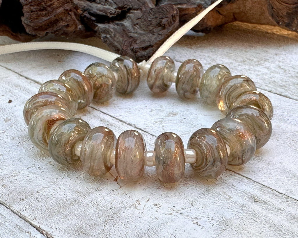 beige lampwork beads