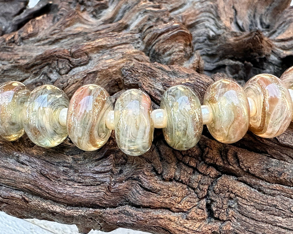 beige lampwork beads