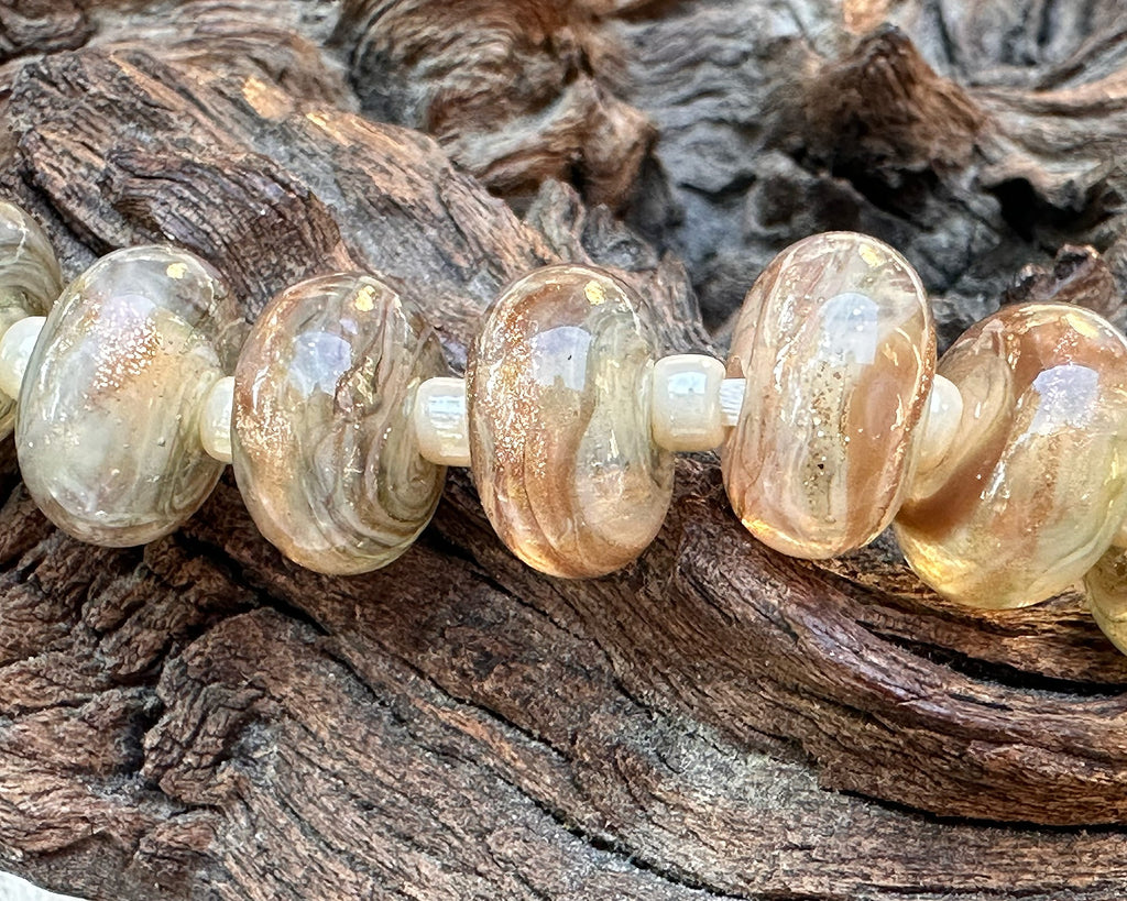 beige lampwork beads