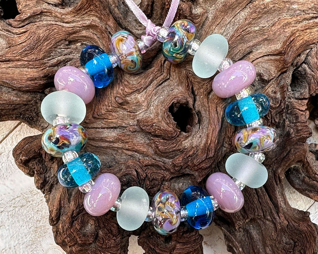 blue purple lampwork beads