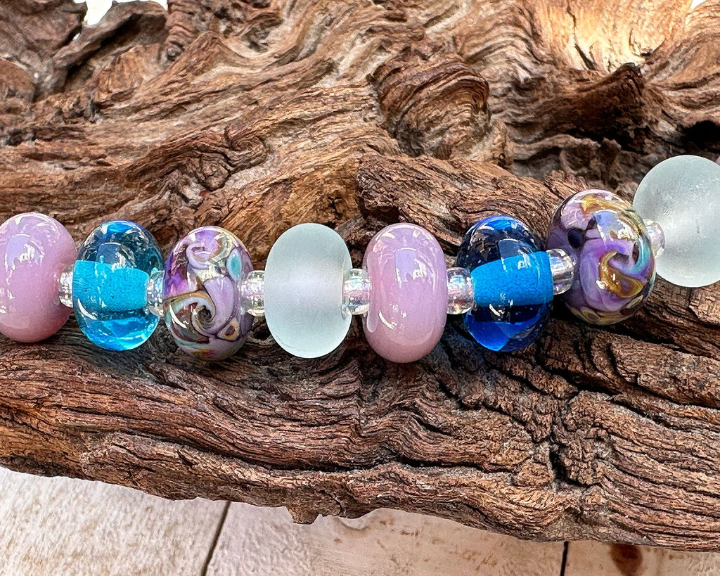 blue purple lampwork beads