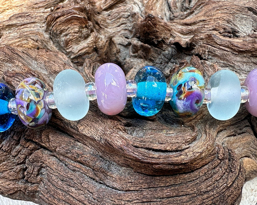blue purple lampwork beads
