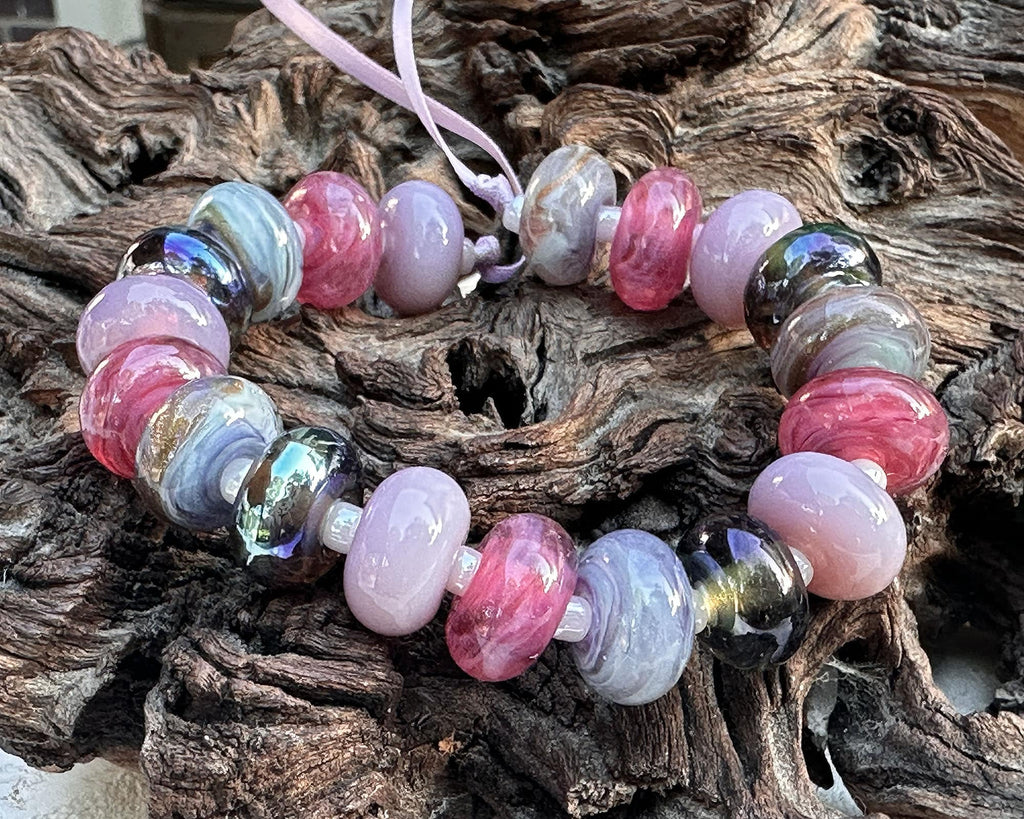 pink lampwork beads
