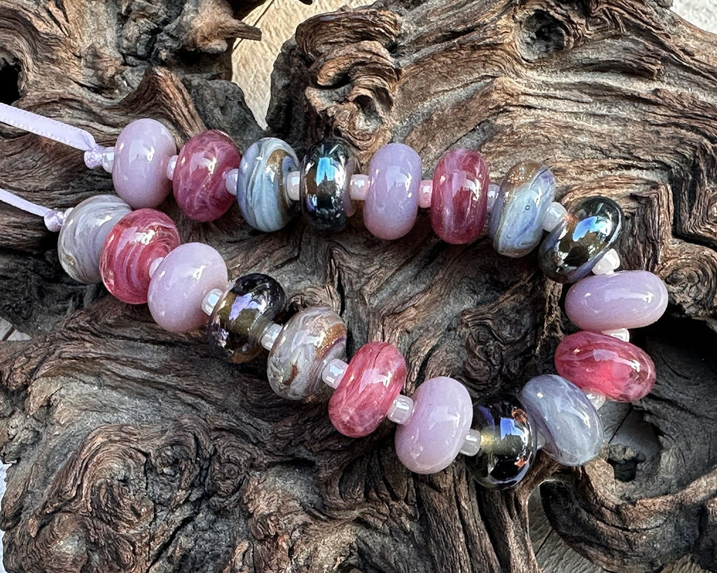 pink lampwork beads