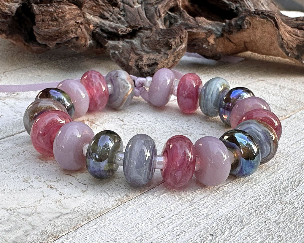 pink lampwork beads