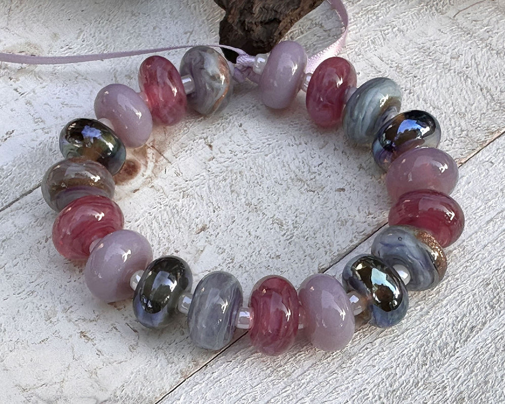 pink lampwork beads