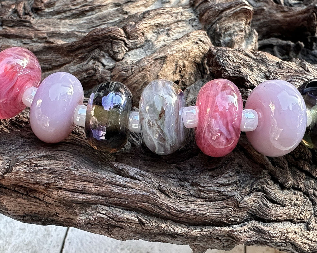 pink lampwork beads