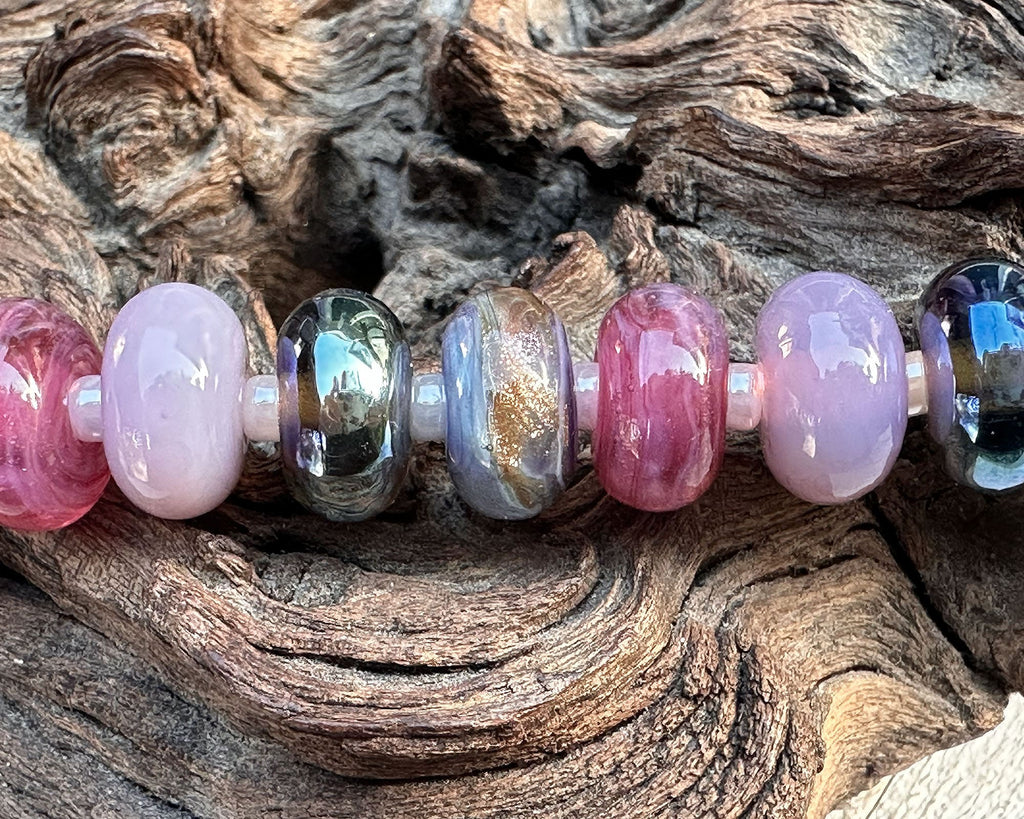 pink lampwork beads