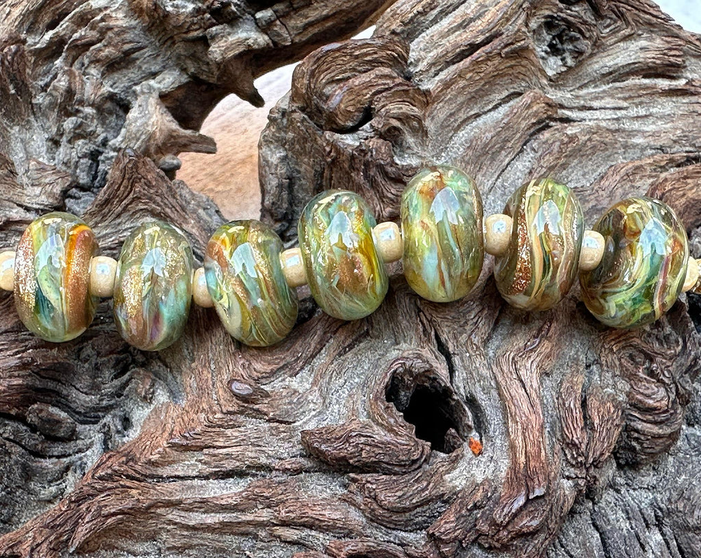 green lampwork beads