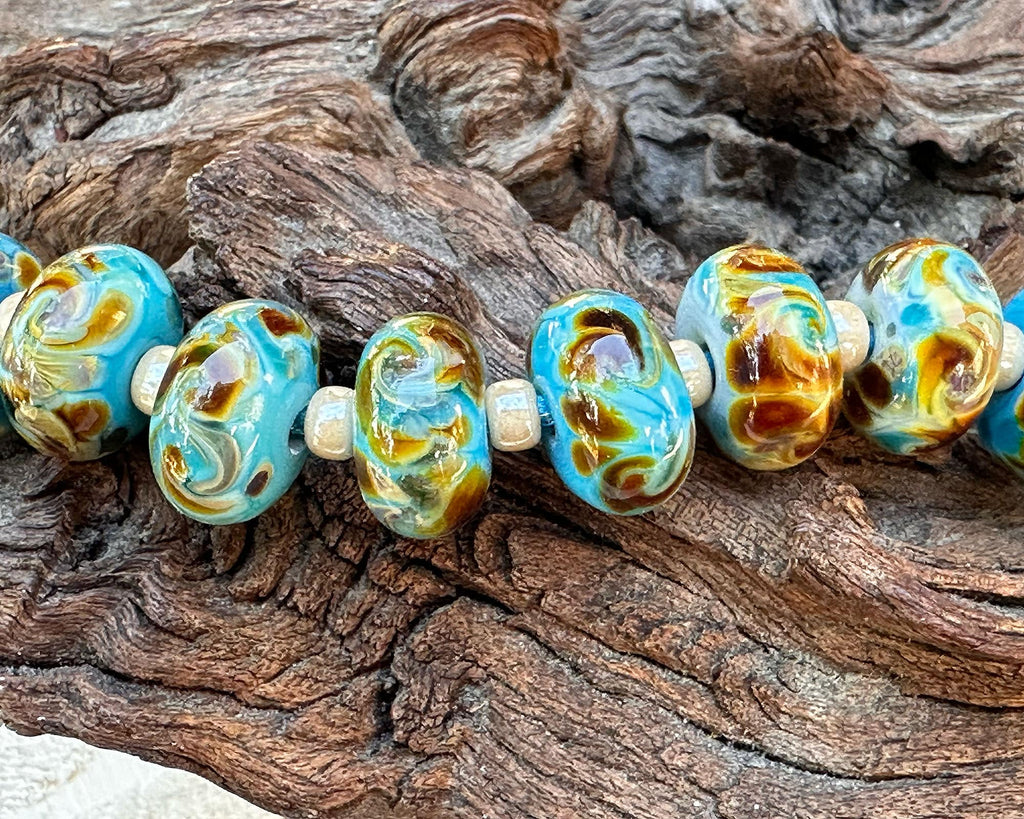 turquoise lampwork beads