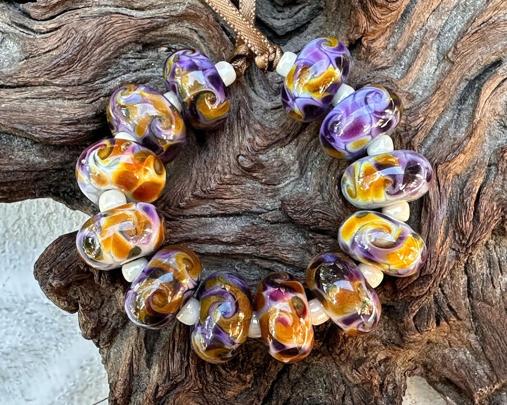 purple lampwork beads