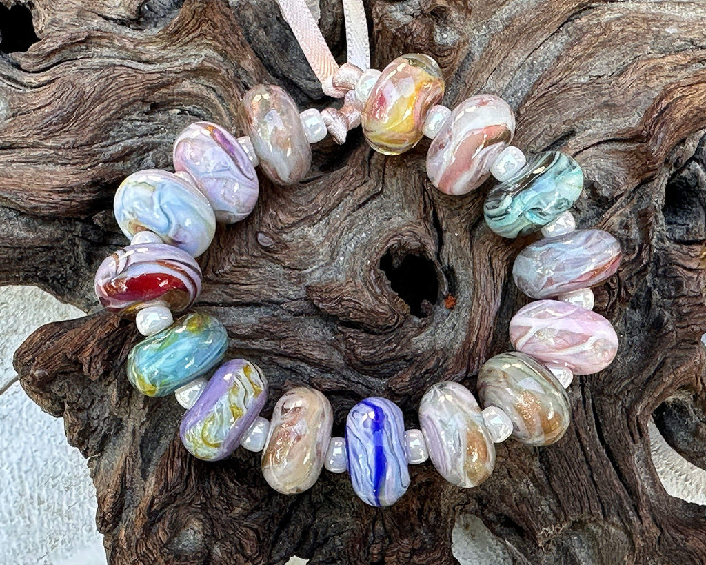 pastel lampwork beads
