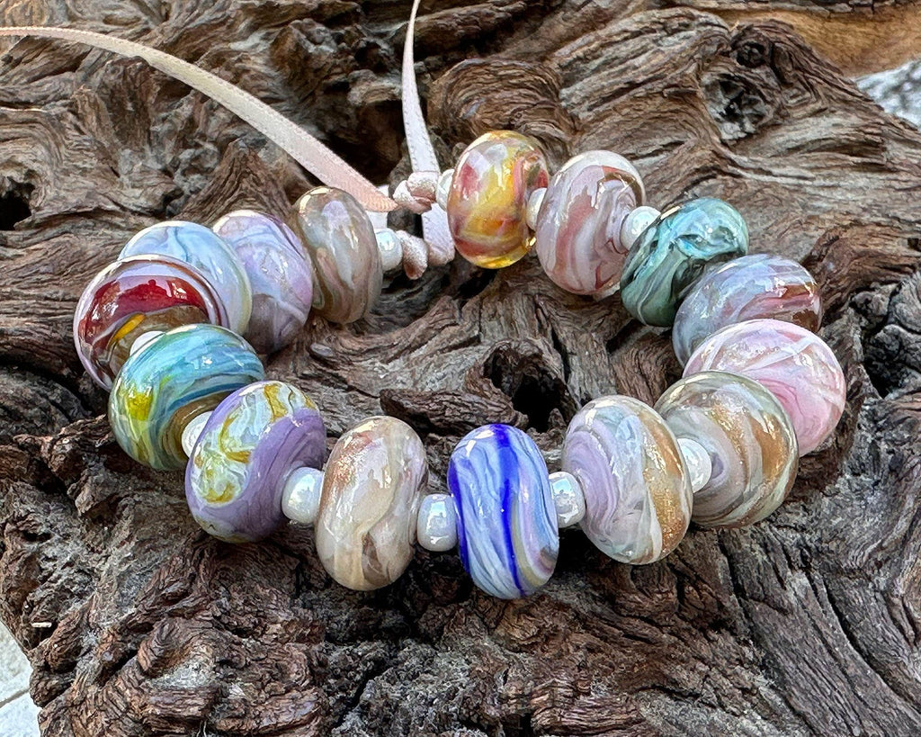 pastel lampwork beads
