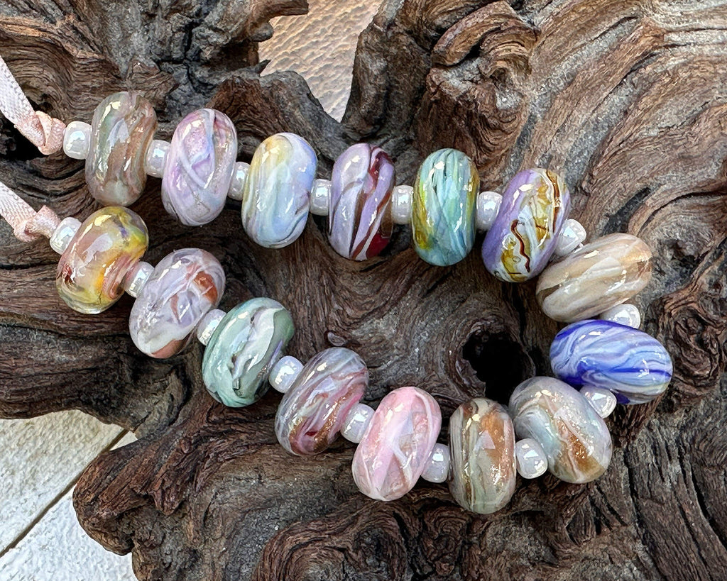 pastel lampwork beads