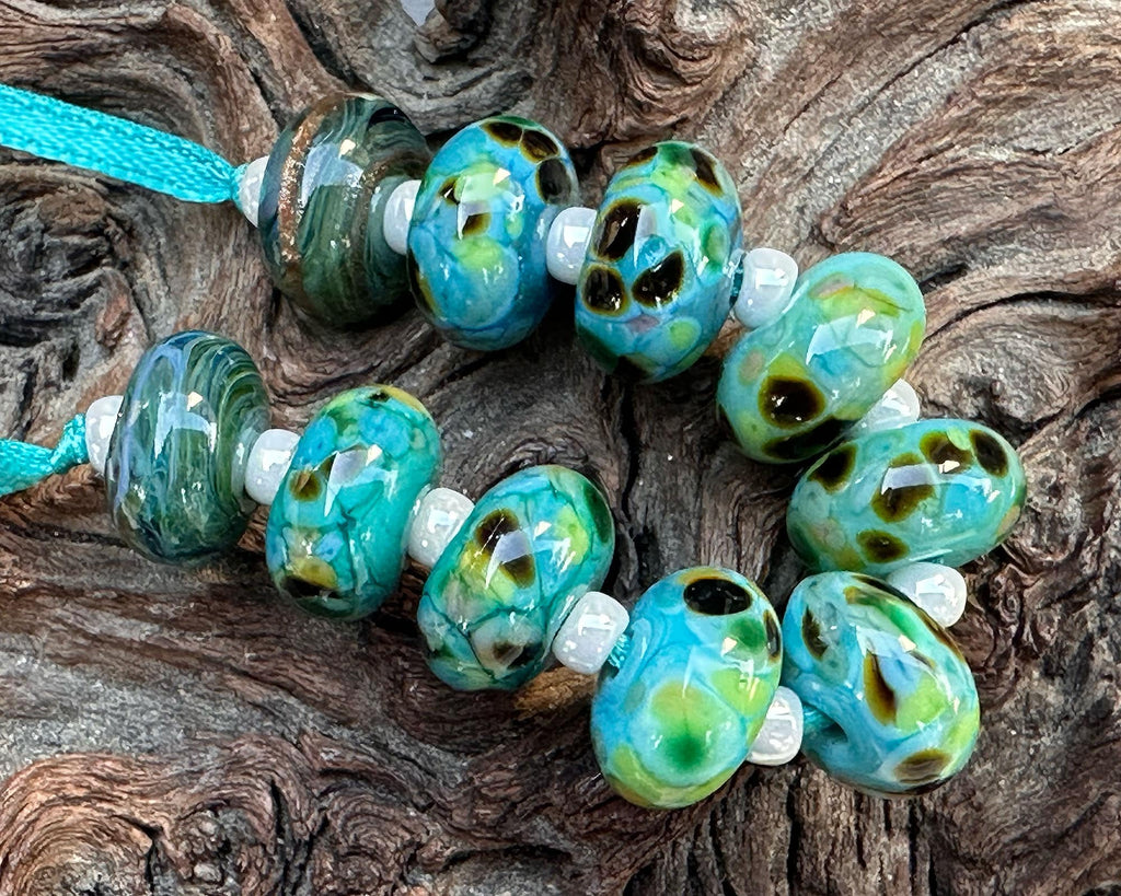 green lampwork beads