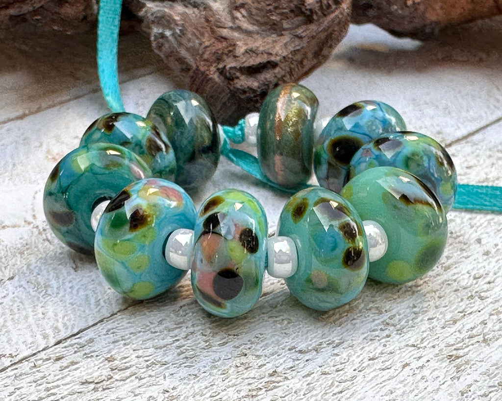 green lampwork beads