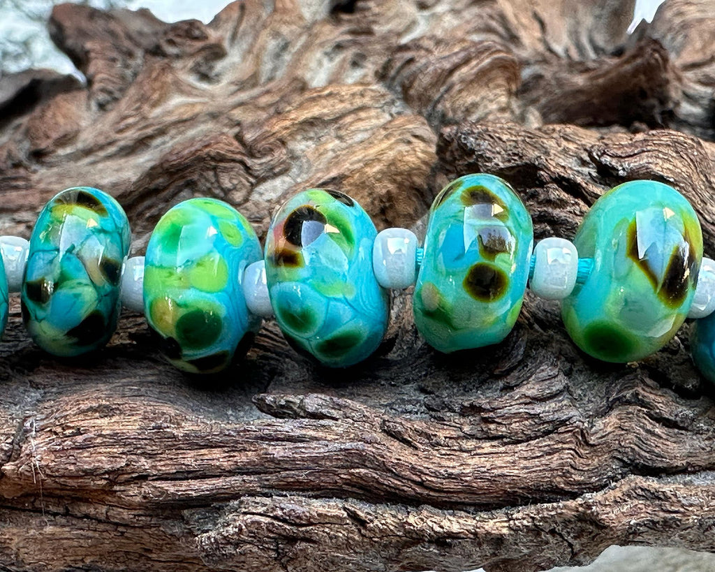 green lampwork beads