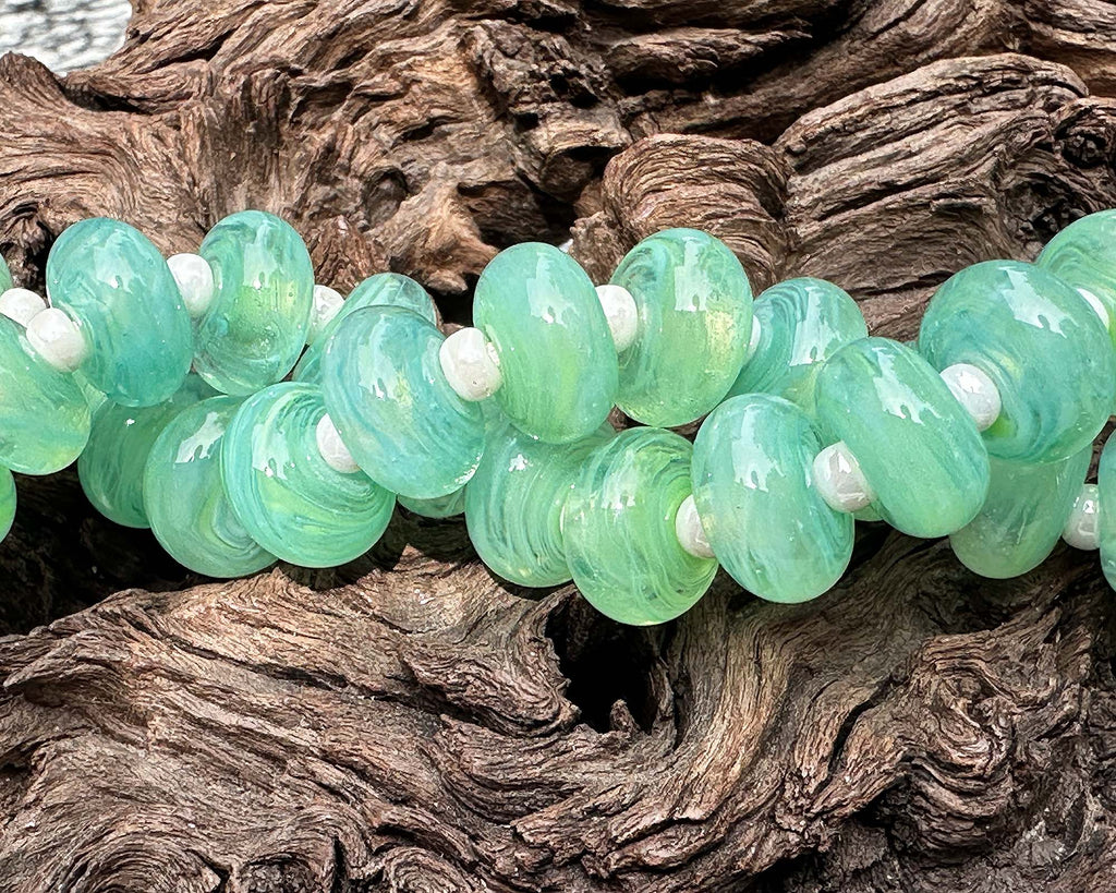 green lampwork beads