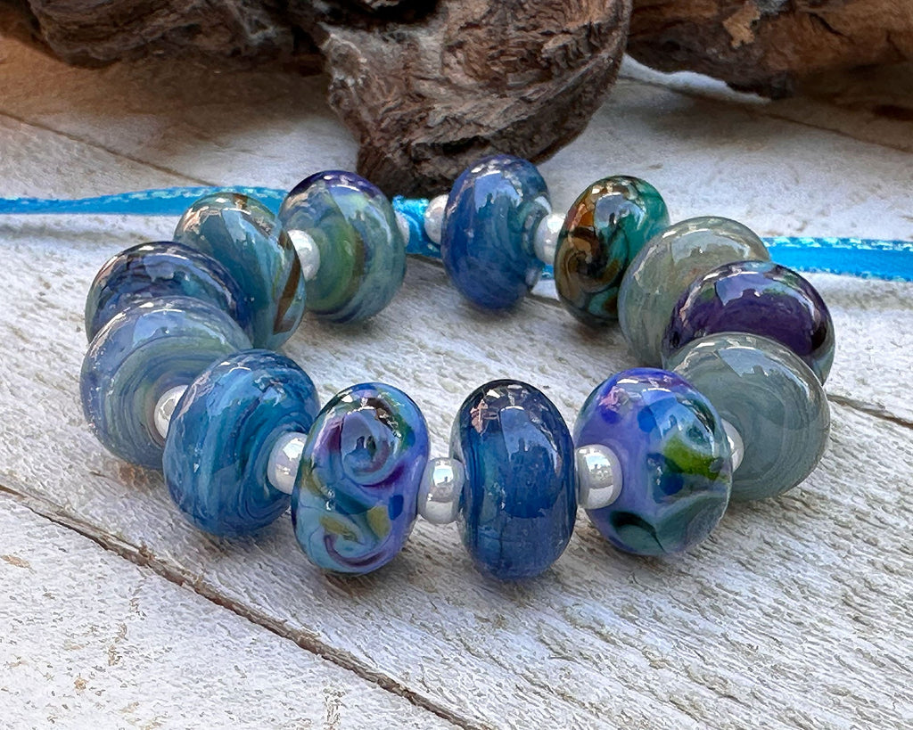 blue lampwork beads