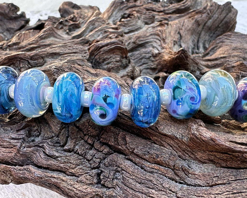 blue lampwork beads