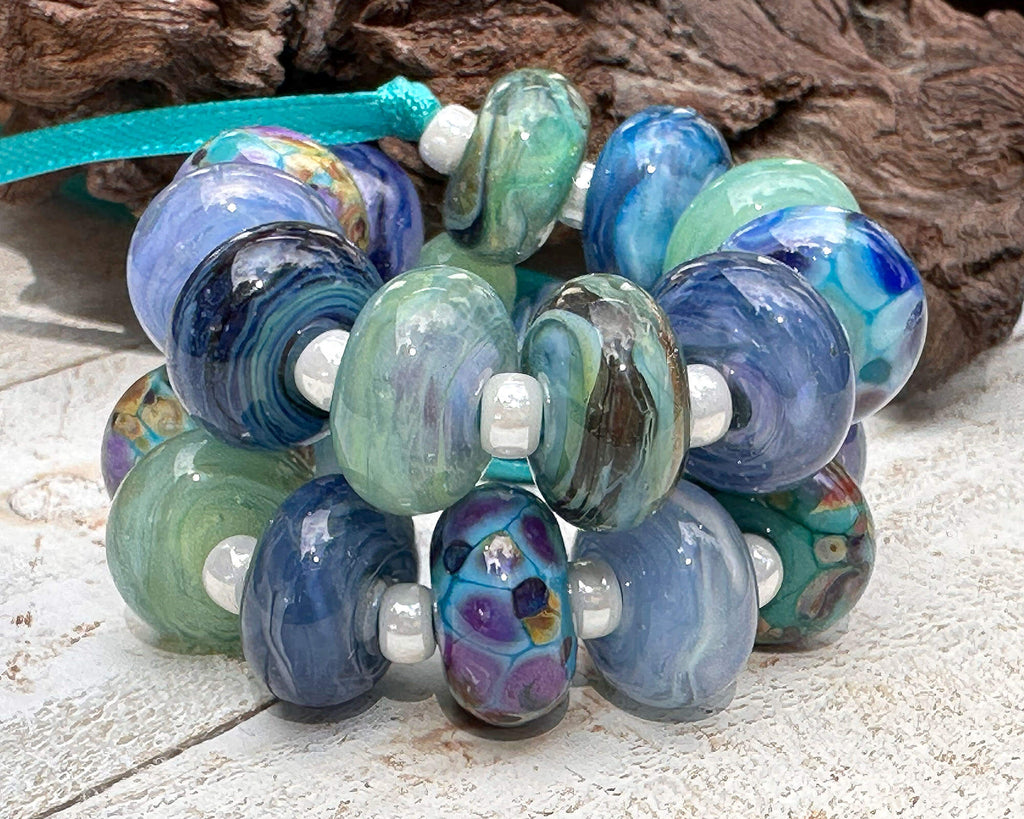 blue lampwork beads
