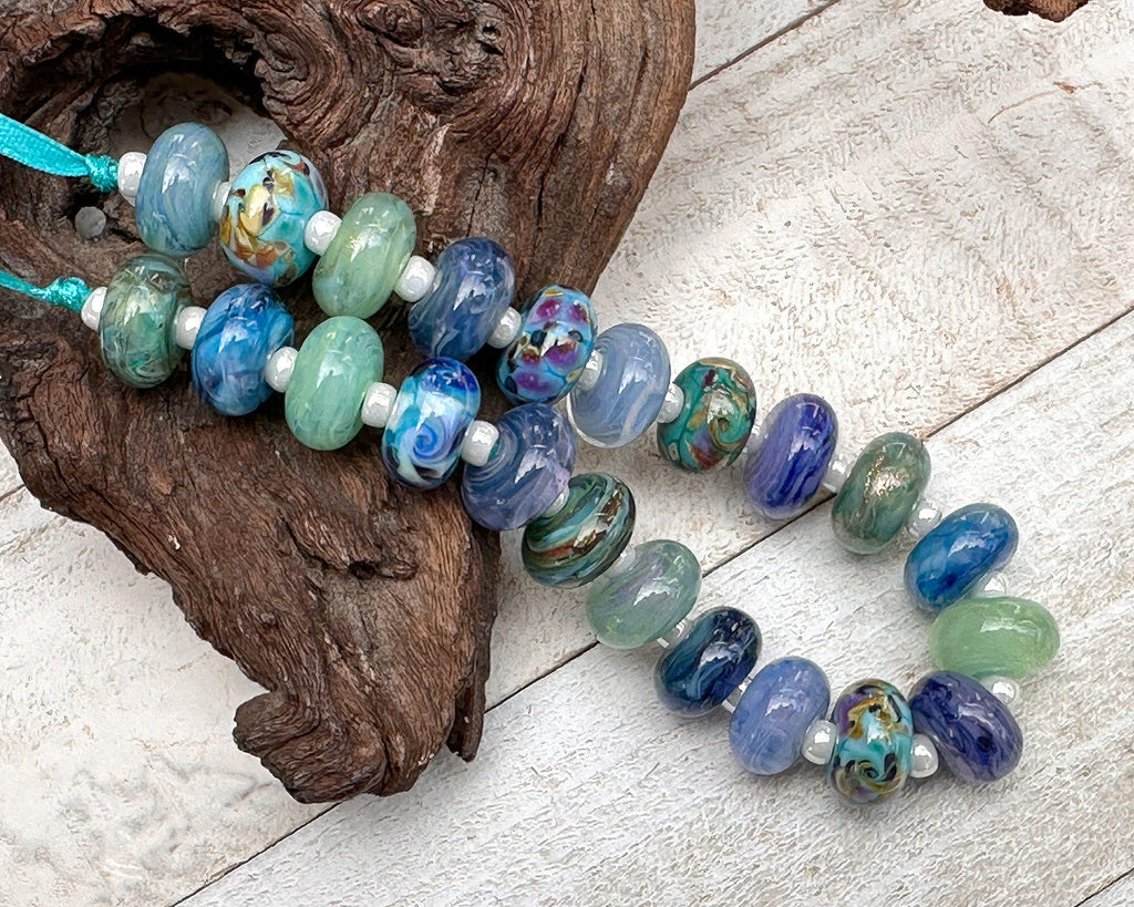 blue lampwork beads