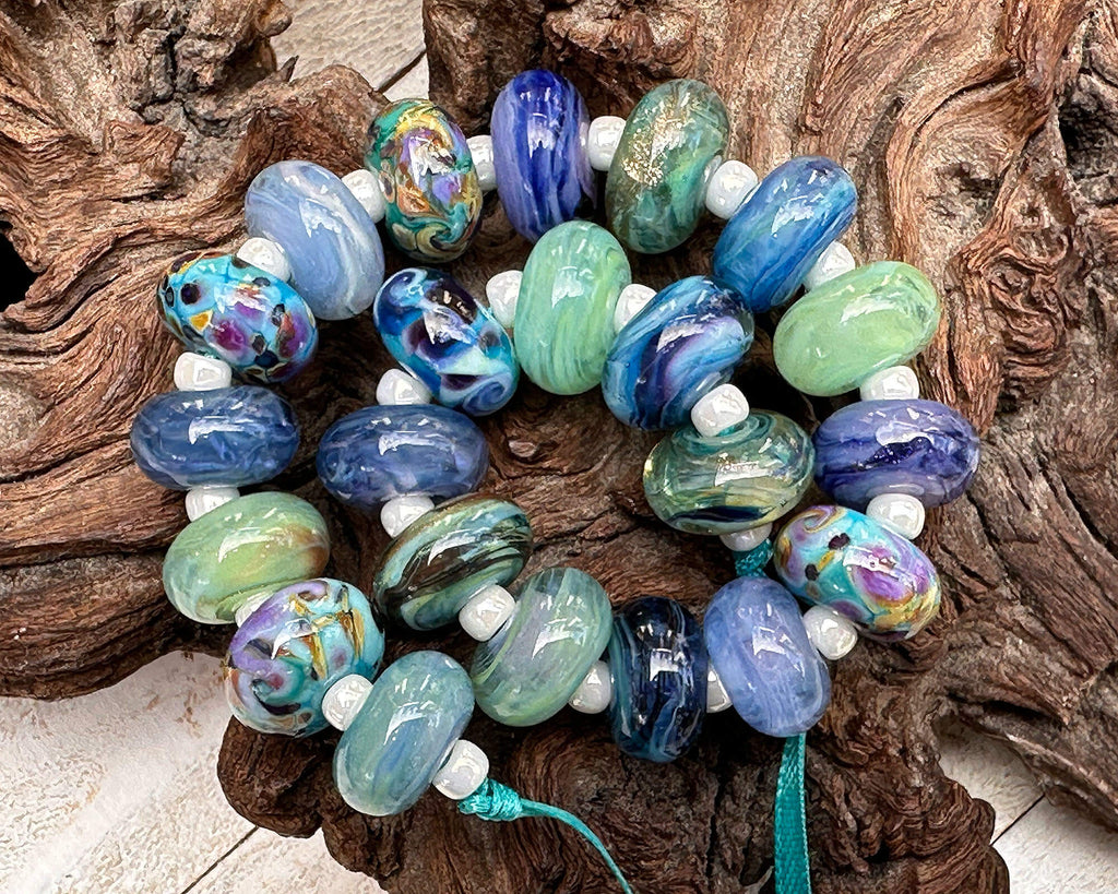 blue lampwork beads