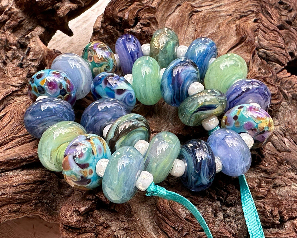 blue lampwork beads