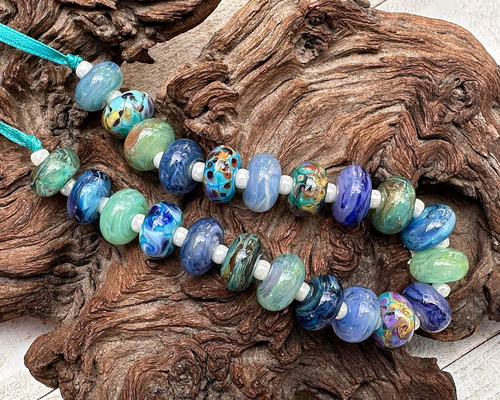 blue lampwork beads