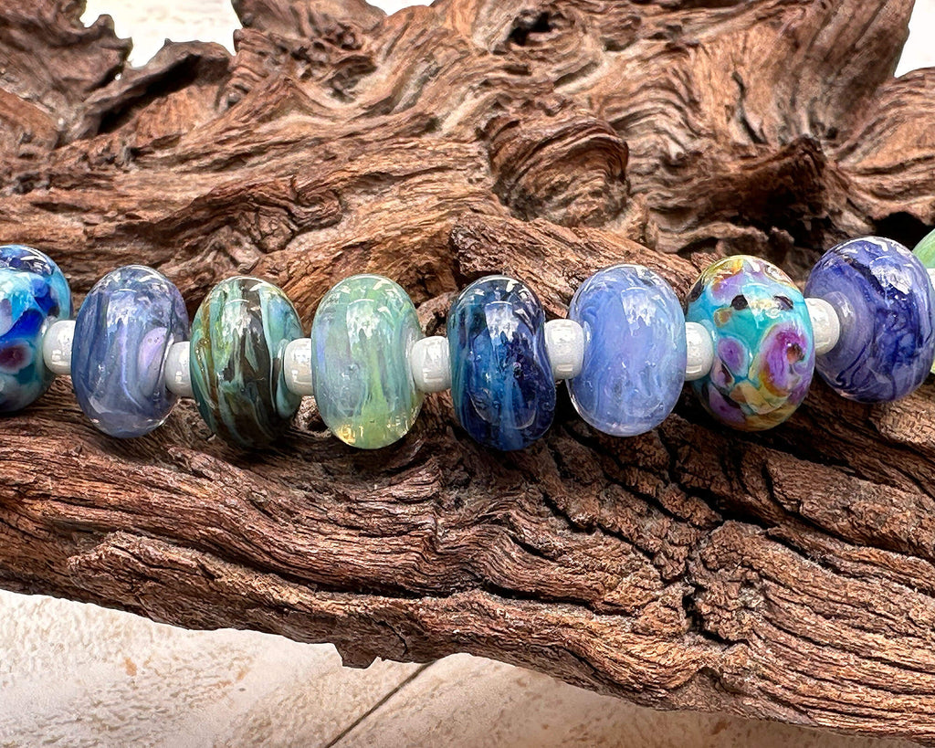 blue lampwork beads