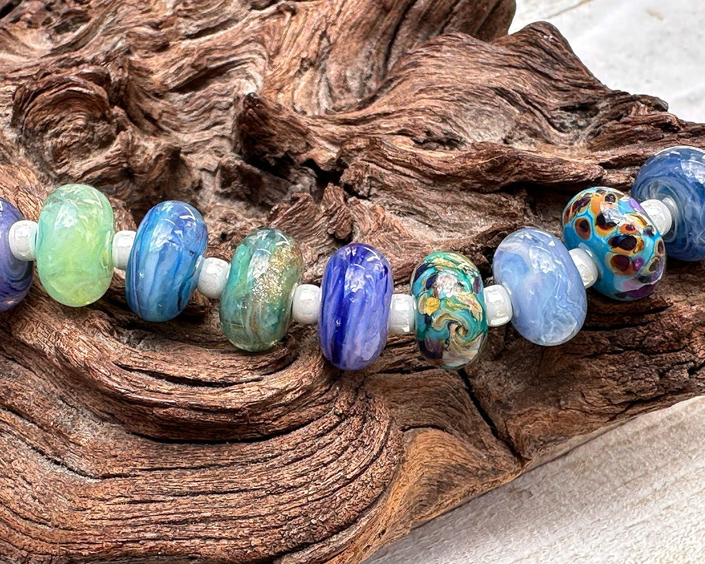 blue lampwork beads