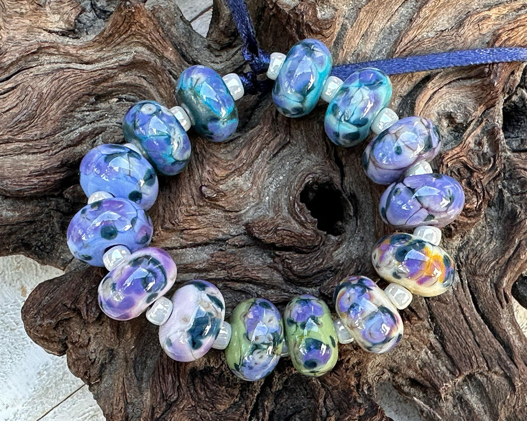 blue lampwork beads