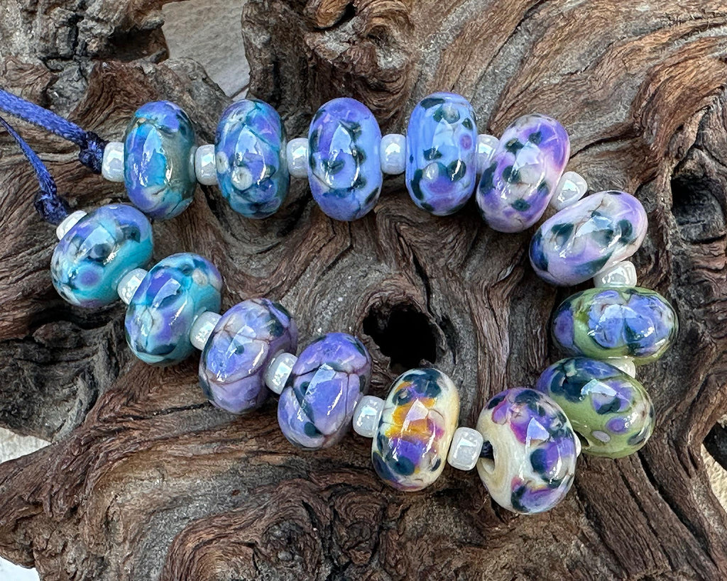 blue lampwork beads