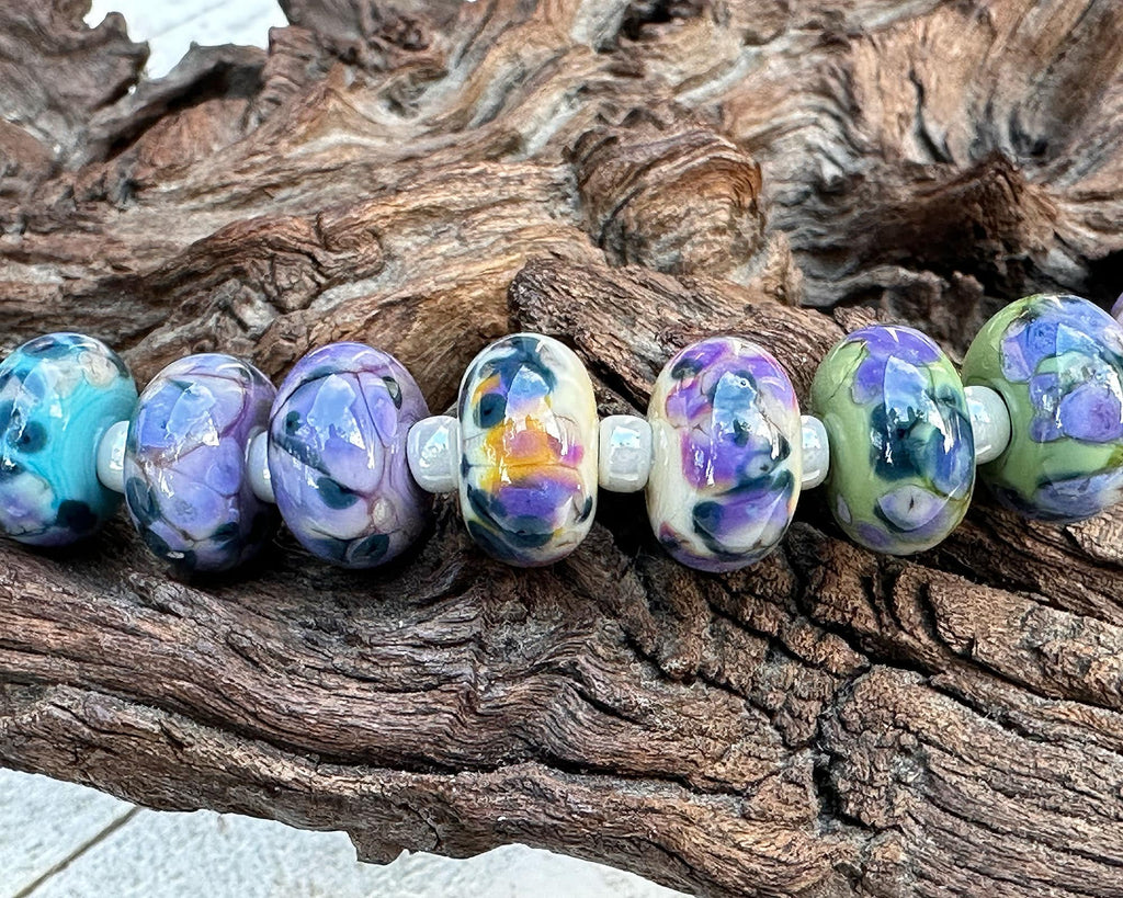 blue lampwork beads