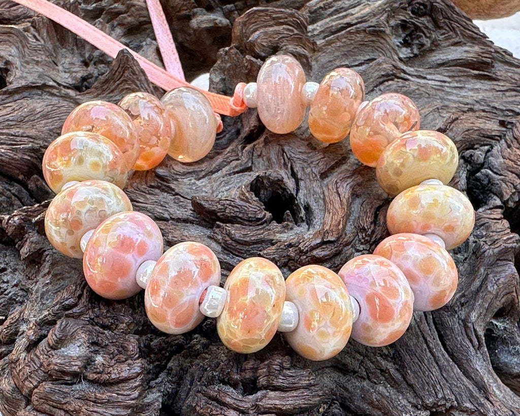 peach lampwork beads