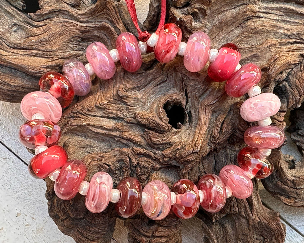 pink lampwork beads