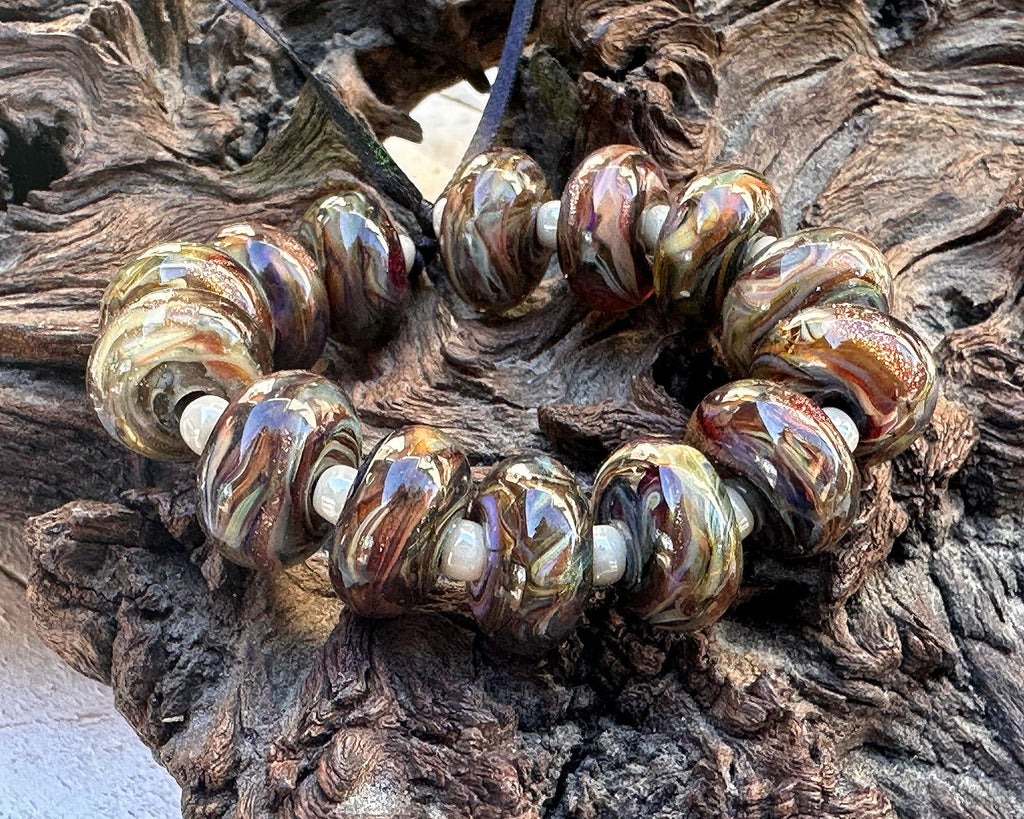 brown lampwork beads
